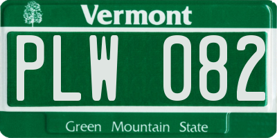 VT license plate PLW082