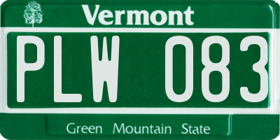 VT license plate PLW083