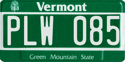 VT license plate PLW085
