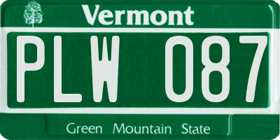 VT license plate PLW087