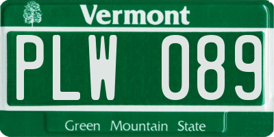 VT license plate PLW089