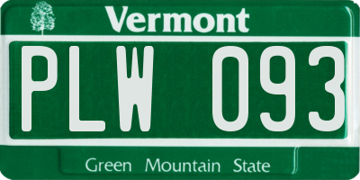 VT license plate PLW093