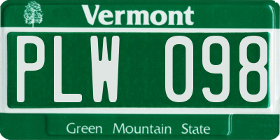 VT license plate PLW098