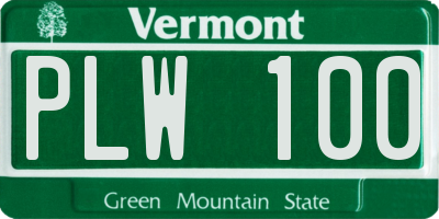 VT license plate PLW100