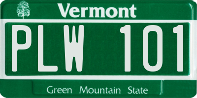 VT license plate PLW101