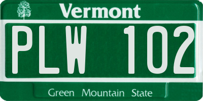 VT license plate PLW102