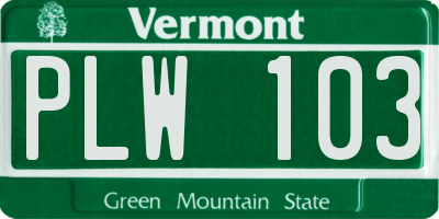 VT license plate PLW103