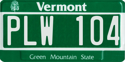 VT license plate PLW104