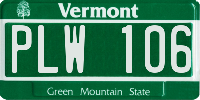 VT license plate PLW106