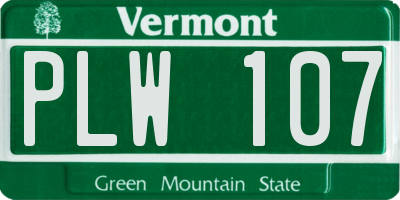 VT license plate PLW107