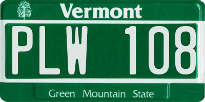 VT license plate PLW108