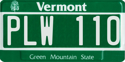 VT license plate PLW110