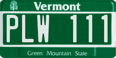 VT license plate PLW111