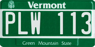 VT license plate PLW113
