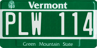 VT license plate PLW114