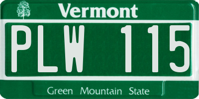 VT license plate PLW115
