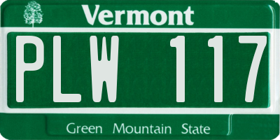 VT license plate PLW117