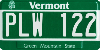 VT license plate PLW122