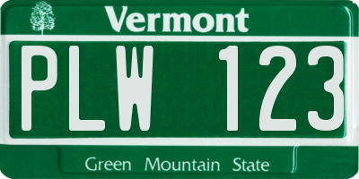 VT license plate PLW123