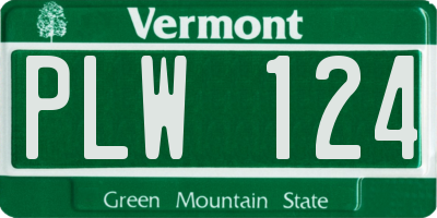 VT license plate PLW124