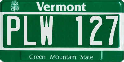 VT license plate PLW127