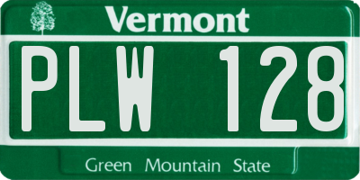 VT license plate PLW128