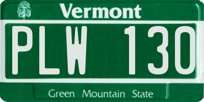 VT license plate PLW130