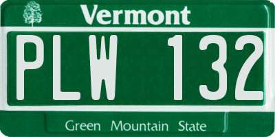 VT license plate PLW132