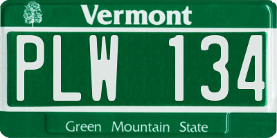 VT license plate PLW134
