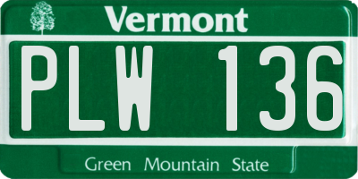 VT license plate PLW136