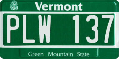VT license plate PLW137