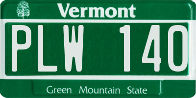 VT license plate PLW140