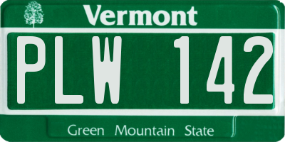 VT license plate PLW142