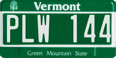 VT license plate PLW144