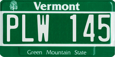 VT license plate PLW145
