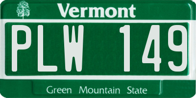 VT license plate PLW149