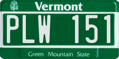 VT license plate PLW151