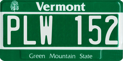 VT license plate PLW152