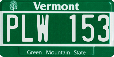 VT license plate PLW153