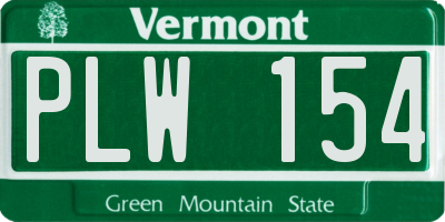 VT license plate PLW154