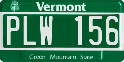 VT license plate PLW156