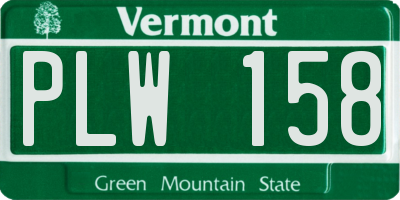 VT license plate PLW158