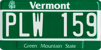 VT license plate PLW159
