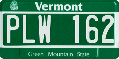 VT license plate PLW162