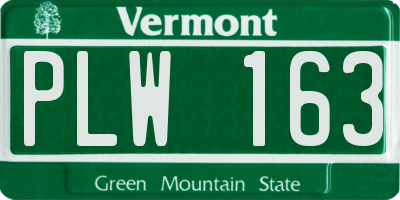 VT license plate PLW163