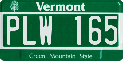 VT license plate PLW165