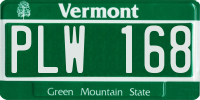 VT license plate PLW168