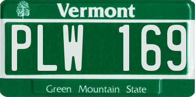 VT license plate PLW169