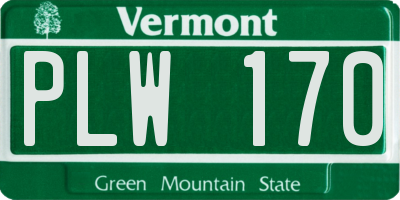 VT license plate PLW170