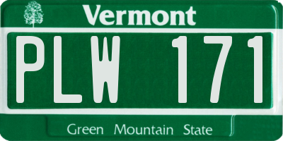VT license plate PLW171